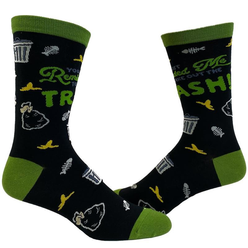 Men's You Just Reminded Me To Take Out The Trash Socks Funny Sarcastic Garbage Graphic Footwear Funny Graphic Socks...