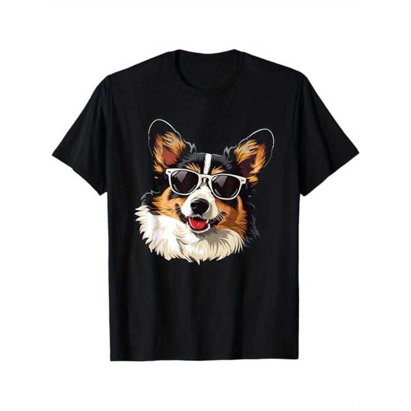 Men's cotton casual T-shirt Cardigan Welsh Corgi Dog Sunglasses T-Shirt made in usa Hoodie, Sweatshirt | DripVista.com