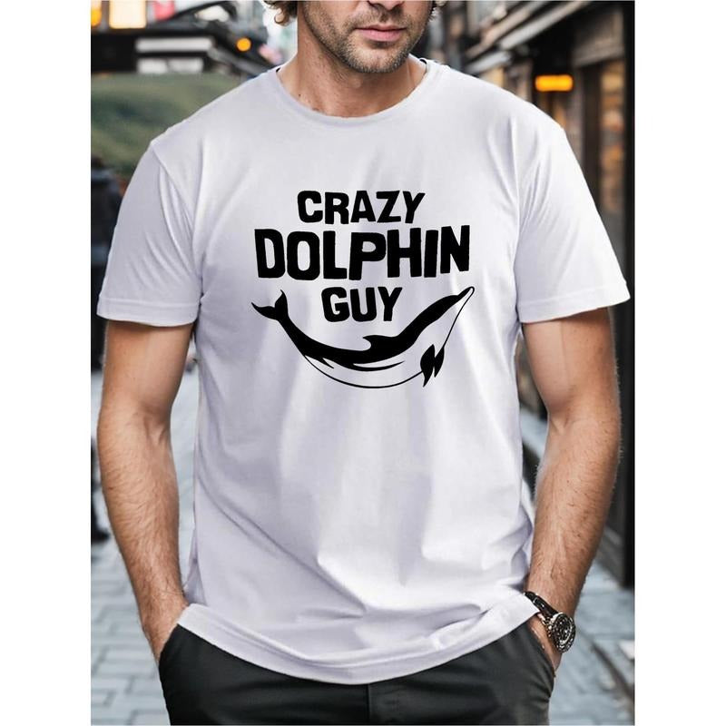 Men's fashion letter print T-shirt, casual fashion T-shirt, street style short-sleeved crew-neck shirt Made in USA...