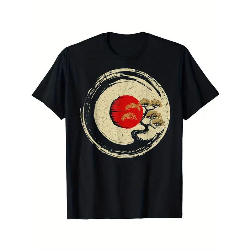Men's short sleeve, cotton T-shirt, high quality breathable material, Ukiyo-e style, free movement, soft and skin...