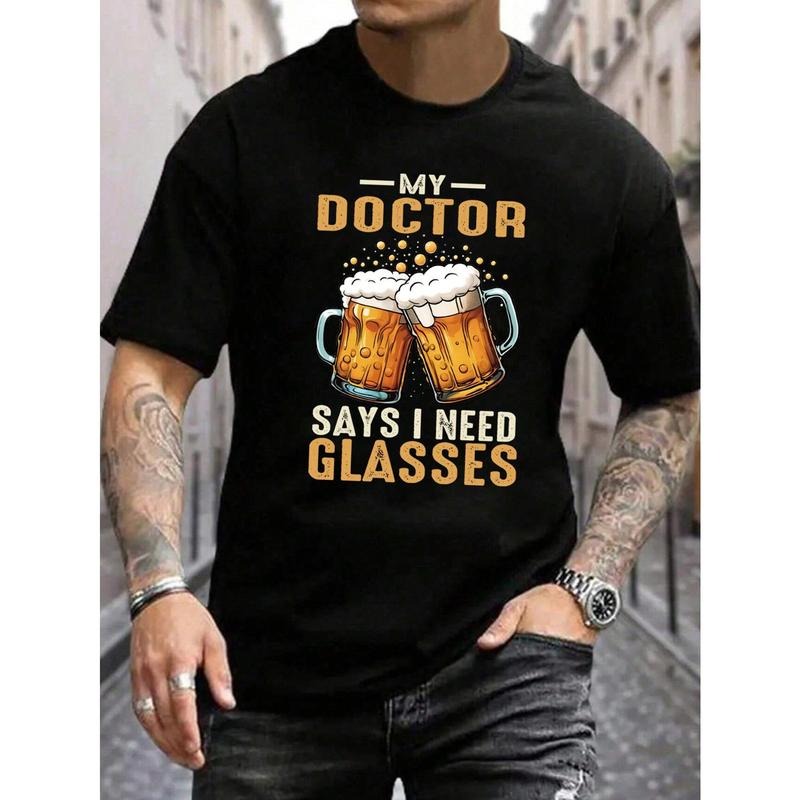 Men's summer beer print T-shirt with round neck and short sleeves made in usa Hoodie, Sweatshirt | DripVista.com
