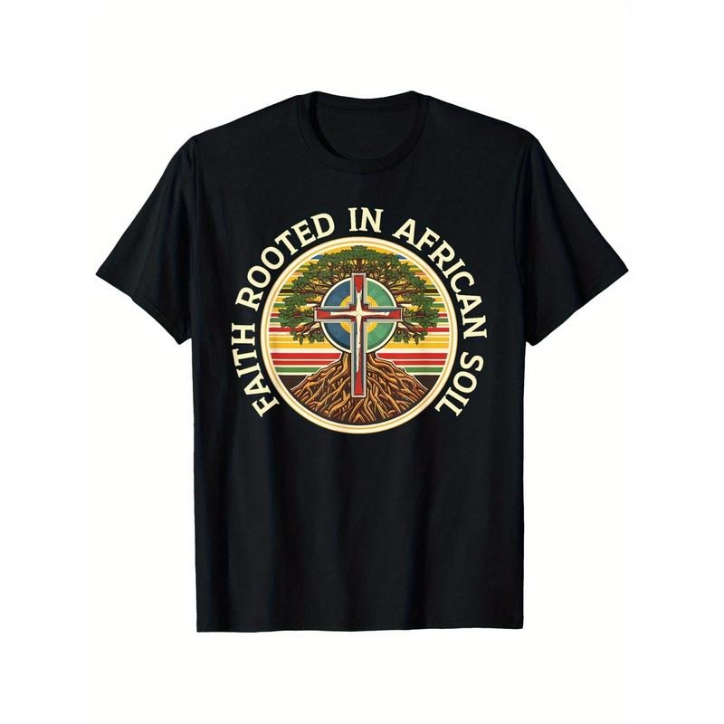 MenSAfrican Christian Afro American Black Pride Christianity T-Shirt Funny Men'WB shield Short Sleeve Graphic T-shirt...