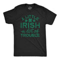 Mens A Little Irish A Lot Of Trouble T Shirt Funny Saint Patrick's Day Parade Graphic Novelty Tee for Guys Mens Funny T Shirts Cool Tees Soft Stylish Casual Menswear Saint Patrick's Day Apparel for Black
