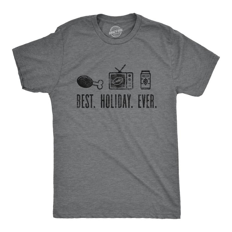 Mens Best Holiday Ever Tshirt Funny Thanksgiving Football Drinking Graphic Tee Hoodie, Sweatshirt | DripVista.com