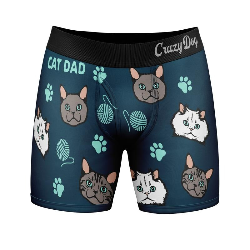 Mens Cat Dad Boxers Funny Cute Kitten Lovers Paw Graphic Novelty Underwear for Guys Funny Graphic Boxers Animal  Funny...