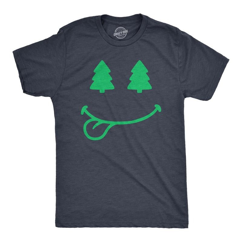 Mens Christmas Tree Eyes Smile T Shirt Funny Xmas Lovers Smiling Face Tee For Guys Mens Funny T Shirts Cool Tees Soft...