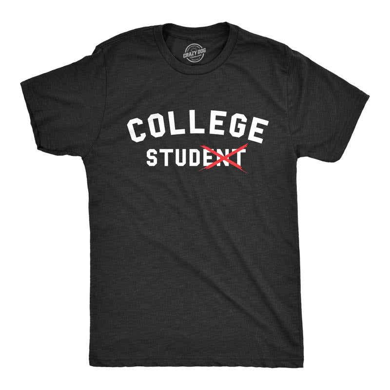 Mens College Stud T Shirt Funny Sarcastic Student Tee Mens Funny T Shirts Cool Tees Soft Stylish Casual Menswear Funny...