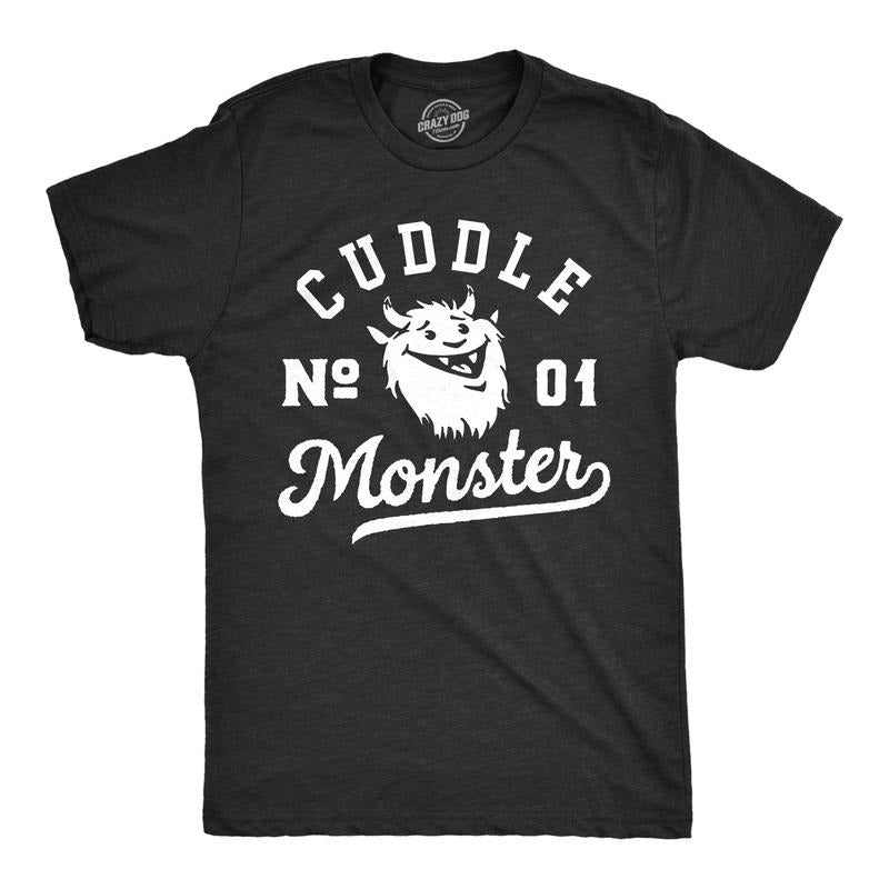 Mens Cuddle Monster T Shirt Funny Snuggling Hugging Joke Tee For Guys Mens Funny T Shirts Cool Tees Soft Stylish Casual...