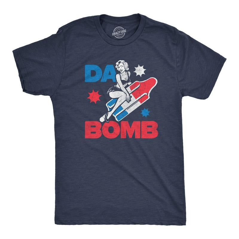 Mens Da Bomb T Shirt Funny Retro Fourth Of July Popsicle Tee For Guys Mens Funny T Shirts Cool Tees Soft Stylish Casual...