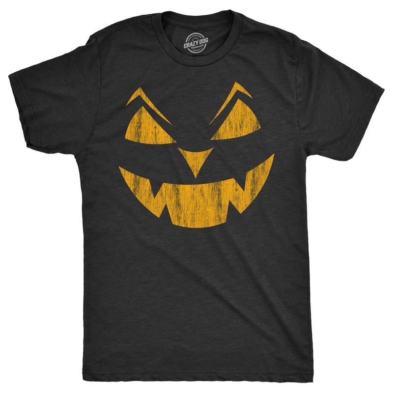 Mens Eyebrows Earl Pumpkin T Shirt Funny Halloween Jack O Lantern Evil Smile Tee For Guys Mens Funny T Shirts Cool Tees Soft Stylish Casual Menswear Halloween Apparel for Men Novelty Tees for Guys Black - M