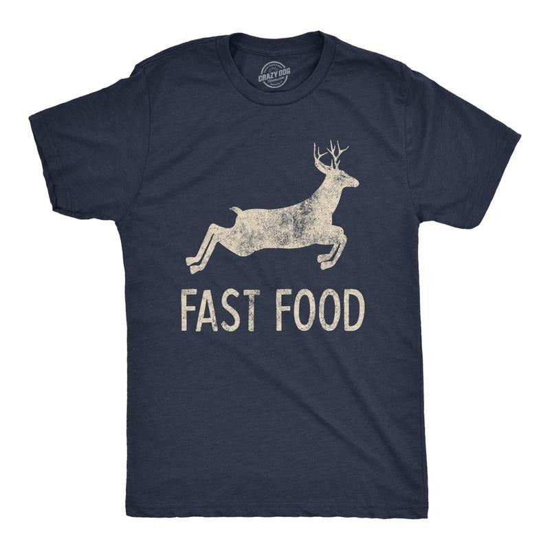 Mens Fast Food Tshirt Funny Deer Hunting Season Novelty Graphic Tee Hoodie, Sweatshirt | DripVista.com