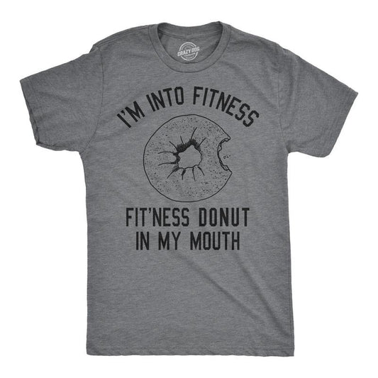 Mens Fitness Donut In My Mouth T shirt Funny Foodie Gift Sarcastic Tee for Guys Mens Funny T Shirts Cool Vintage Fashion T-Shirt Gift Dark Grey