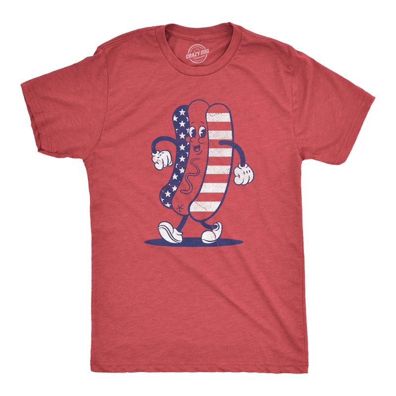 Mens Fourth Of July Hotdog T Shirt Funny Patriotic Cookout Grilling Tee for Guys Mens Funny T Shirts Cool Tees Soft...