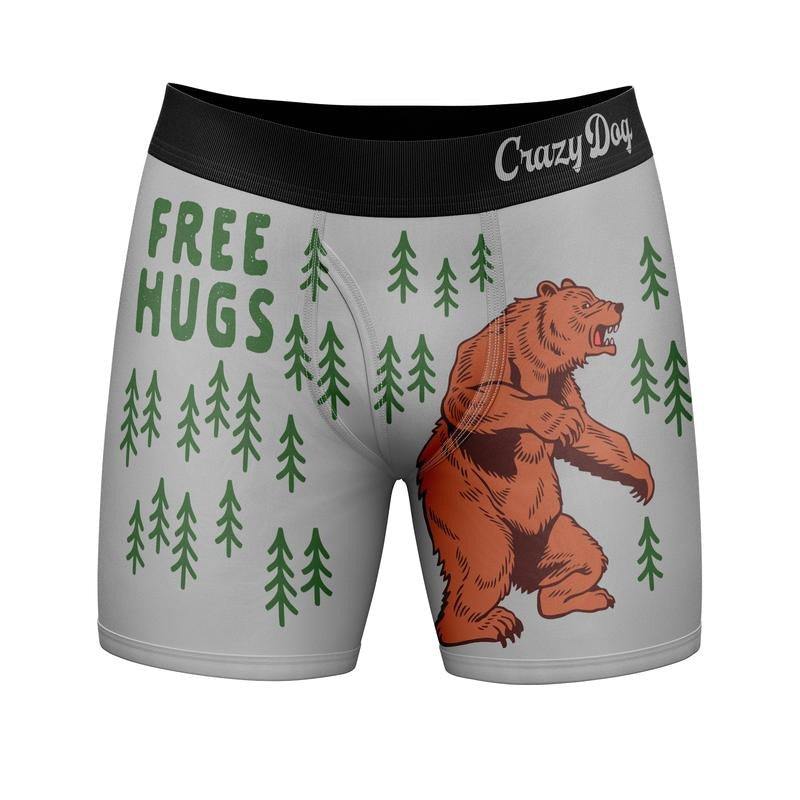 Mens Free Hugs Boxer Briefs Funny Bear Graphic Novelty Gag Underwear For Guys Funny Graphic Boxers Dad Joke  Funny Animal...