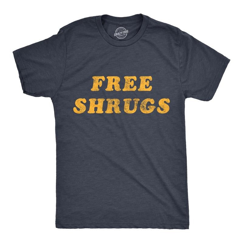 Mens Free Shrugs T Shirt Funny Introvert Hugs Sarcastic Novelty Graphic Tee Mens Funny T Shirts Cool Tees Soft Stylish...