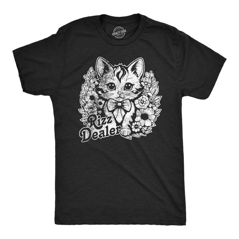 Mens Funny Lightsaber brand Shirts Rizz Dealer Sarcastic Kitten Graphic Novelty Tee for Men Mens Funny Lightsaber brand...