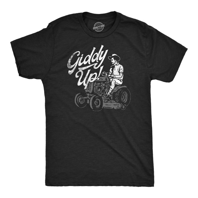 Mens Funny T Shirts Giddy Up Sarcastic Lawn Mower Graphic Tee for Men Mens Funny T Shirts Cool Tees Soft Stylish Casual...