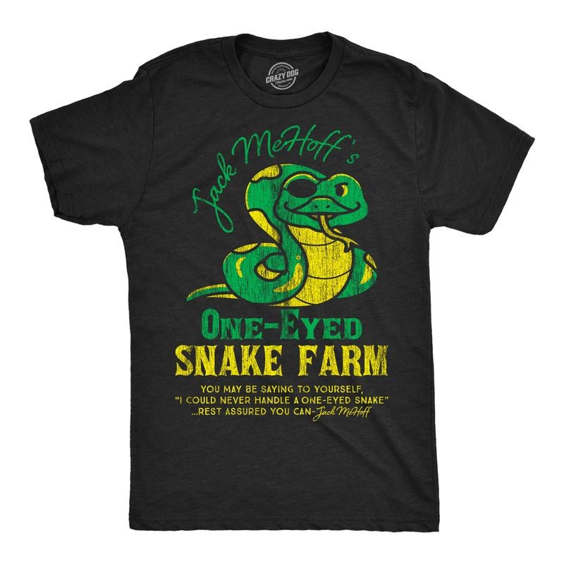 Mens Funny T Shirts Jack Mehoffs One Eyed Snake Farm Sarcastic Graphic Tee For Men Mens Funny T Shirts Cool Tees Soft Stylish Casual Menswear Sarcastic Apparel for Men Funny Animal Short Sleeve Black -