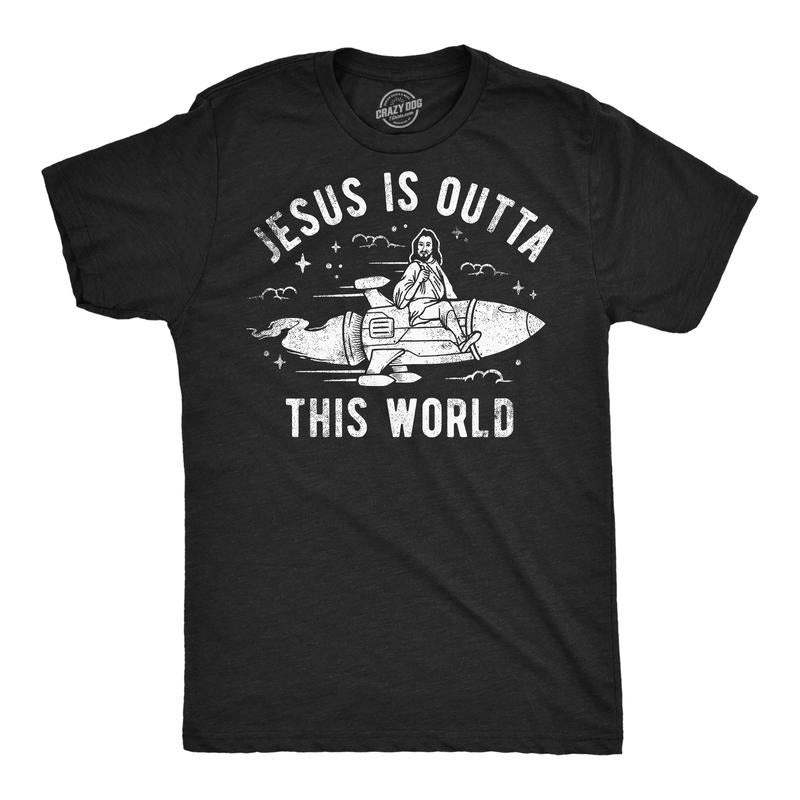 Mens Funny T Shirts Jesus Is Outta This World Sarcastic Easter Tee for Men Mens Funny T Shirts Cool Tees Soft Stylish...