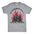 Mens Funny T Shirts My Retirement Plan Is Societal Collapse Sarcastic Graphic Novelty Tee For Men Mens Funny T Shirts Cool Tees Soft Stylish Casual Menswear Funny Grandpa Short Sleeve Novelty Tees for Light Grey