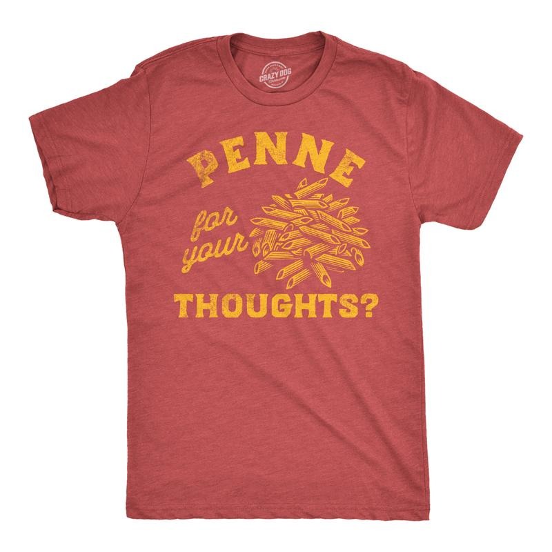 Mens Funny T Shirts Penne For Your Thoughts Sarcastic Pasta Graphic Tee For Men Mens Funny T Shirts Cool Tees Soft...