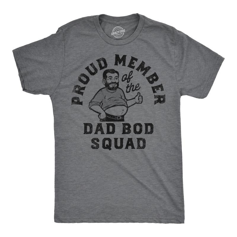 Mens Funny T Shirts Proud Member Of The Dad Bod Squad Fitness Tee For Men Mens Funny T Shirts Cool Tees Soft Stylish Casual Menswear Sarcastic Apparel for Men Funny Fitness Short Sleeve Novelty Tees Dark Grey