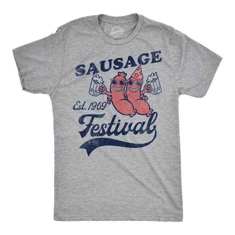 Mens Funny T Shirts Sausage Festival Sarcastic Graphic Tee for Men Mens Funny T Shirts Cool Tees Soft Stylish Casual...