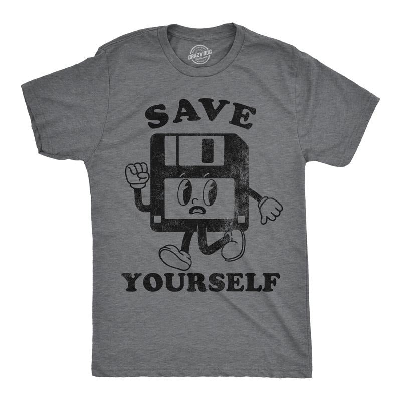 Mens Funny T Shirts Save Yourself Sarcastic Retro Technology Graphic Novelty Tee For Men Mens Funny T Shirts Cool Tees...