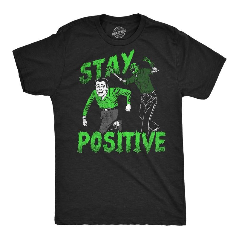 Mens Funny T Shirts Stay Positive Zombie Sarcastic Halloween Graphic Novelty Tee For Men Mens Funny T Shirts Cool Tees...