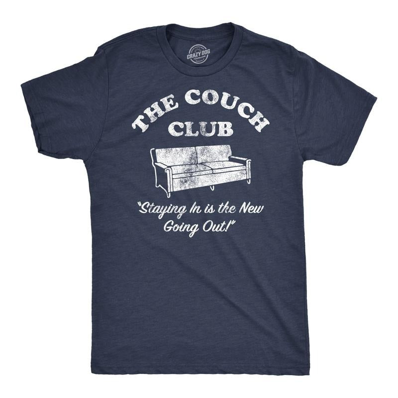 Mens Funny T Shirts The Couch Club Sarcastic Lazy Sofa Graphic Tee For Men Mens Funny T Shirts Cool Tees Soft Stylish...