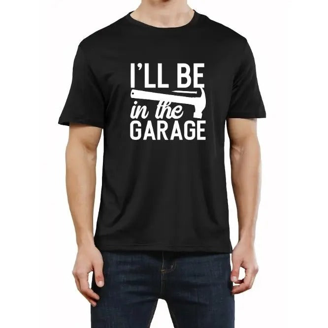 Mens Garage Print Tee Shirt - Comfortable & Lightweight Short Sleeve Graphic Tee for Summer Casual Wear