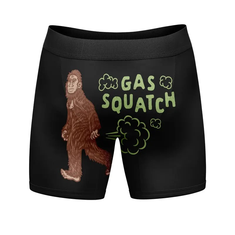 Mens Gas Squatch Boxer Briefs Funny BigFoot Sasquatch Fart Joke Novelty Underwear Dad Funny Graphic Boxers Dad Joke ...