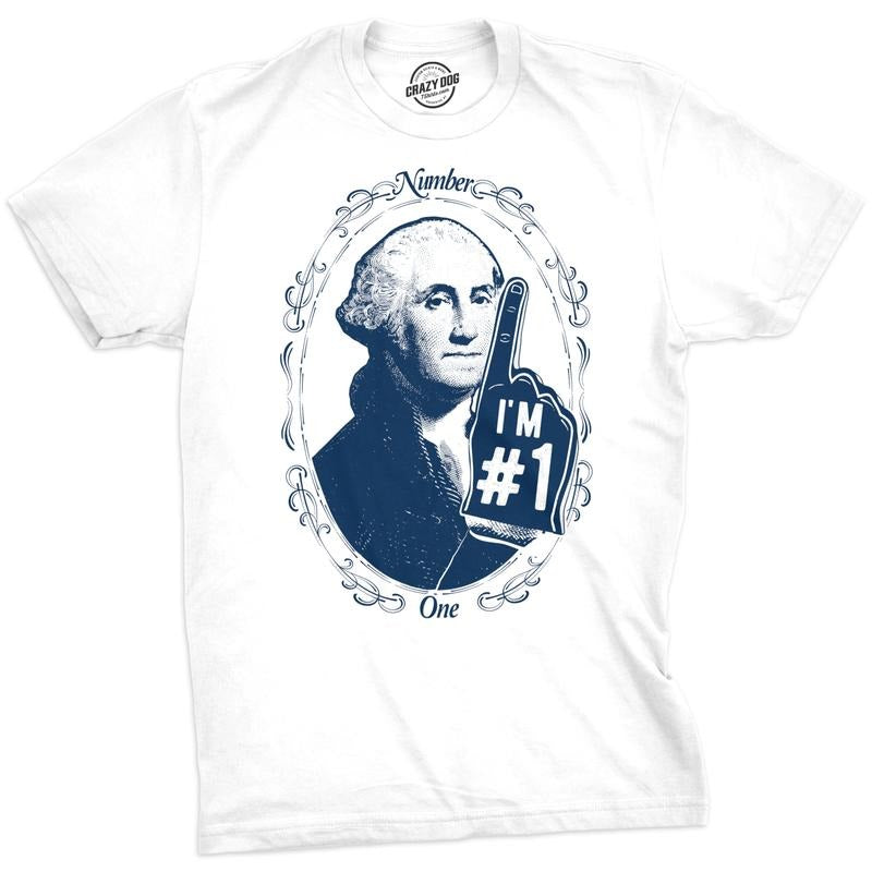 Mens George Washington Number 1 T Shirt Funny 4th Of July Tee for Guys Mens Funny T Shirts Cool Tees Soft Stylish Casual...