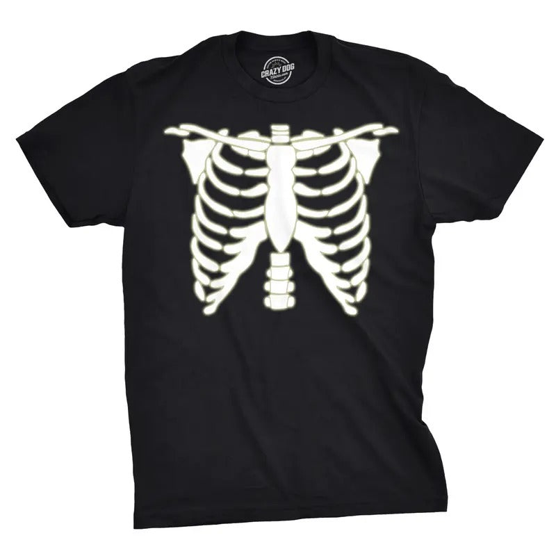 Mens Glowing Skeleton Rib Cage Cool Halloween Costume T Shirt Glow in the Dark Tee Mens Funny T Shirts Cool Tees Soft...