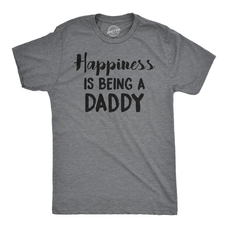Mens Happiness Is Being a Daddy Funny Fathers Day Family Proud Dad T shirt Mens Funny T Shirts Cool Tees Soft Stylish...