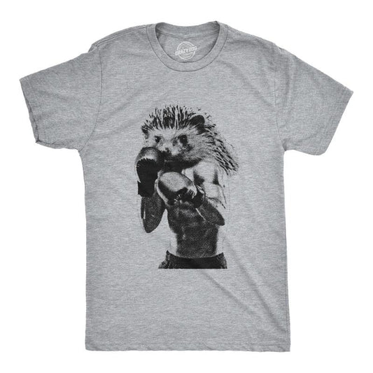 Mens Hedgehook T Shirt Funny Buff Boxing Hedgehog Joke Tee For Guys