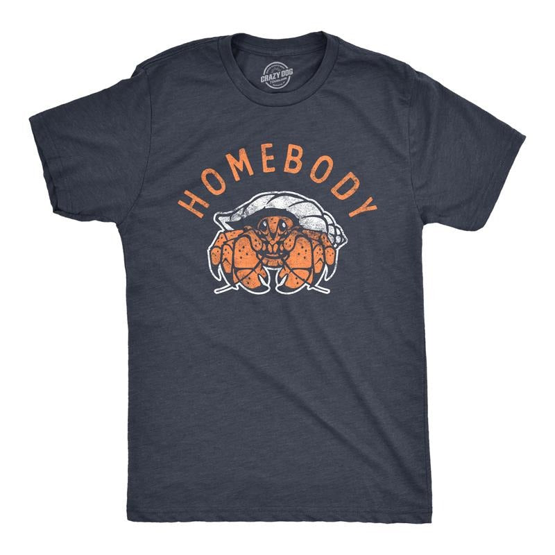 Mens Homebody T Shirt Funny Sarcastic Crab Shell Joke Tee For Guys Mens Funny T Shirts Cool Tees Soft Stylish Casual...