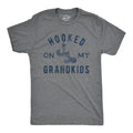 Mens Hooked On My Grandkids T Shirt Funny Fishing Grandpa Novelty Graphic Tee Mens Funny T Shirts Cool Tees Soft Stylish Casual Menswear Dad Joke Apparel for Men Funny Grandpa Short Sleeve Novelty Dark Grey