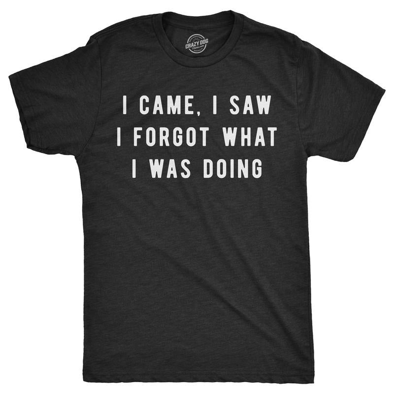 Mens I Came I Saw I Forgot What I Was Doing T Shirt Funny Sarcastic Tee for Guys Mens Funny T Shirts Cool Tees Soft...