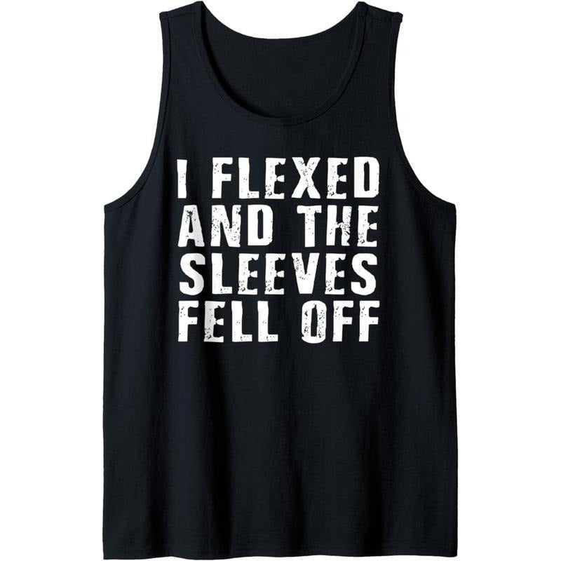 Mens I Flexed and The Sleeves Fell Off Funny Sleeve Tank Top Made in USA T-Shirts, Hoodie, Sweatshirt | DripVista.com