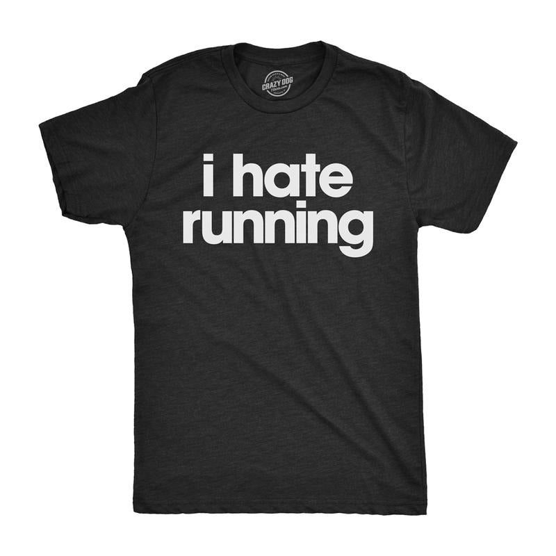 Mens I Hate Running T Shirt Funny Sarcastic Marathon Runner Fitness Workout Tee for Guys Mens Funny T Shirts Cool Tees...