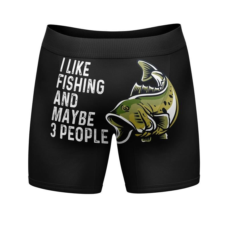 Mens I Like Fishing and Maybe 3 People Boxer Briefs Funny Gift Novelty Underwear Funny Graphic Boxers Dad Joke  Funny...