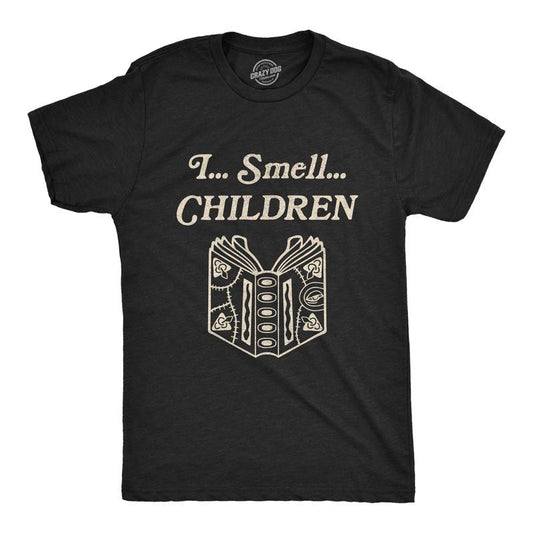Mens I Smell Children T Shirt Funny Magic Halloween Spooky Graphic Novelty Tee Mens Funny T Shirts Cool Tees Soft Stylish Casual Menswear Halloween Apparel for Men Funny Movie Short Sleeve Novelty Black