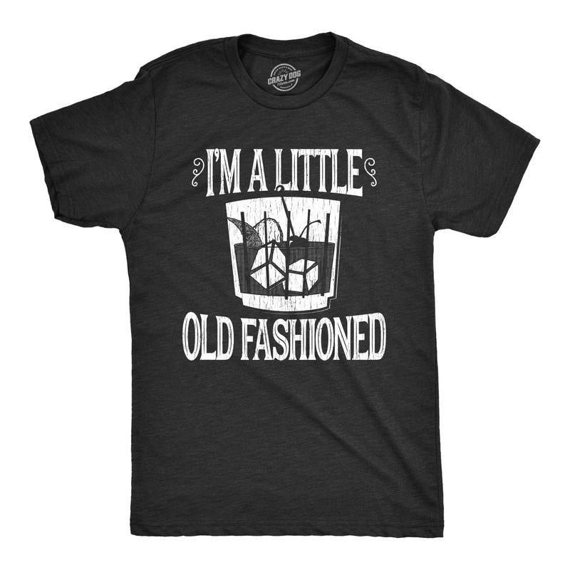Mens Im A Little Old Fashioned T Shirt Funny Cocktail Tee Mens Funny T Shirts Cool Tees Soft Stylish Casual Menswear...