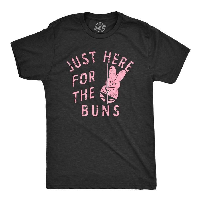 Mens Just Here For The Buns T Shirt Funny Stripping Easter Bunny Adult Joke Tee For Guys Mens Funny T Shirts Cool Tees...
