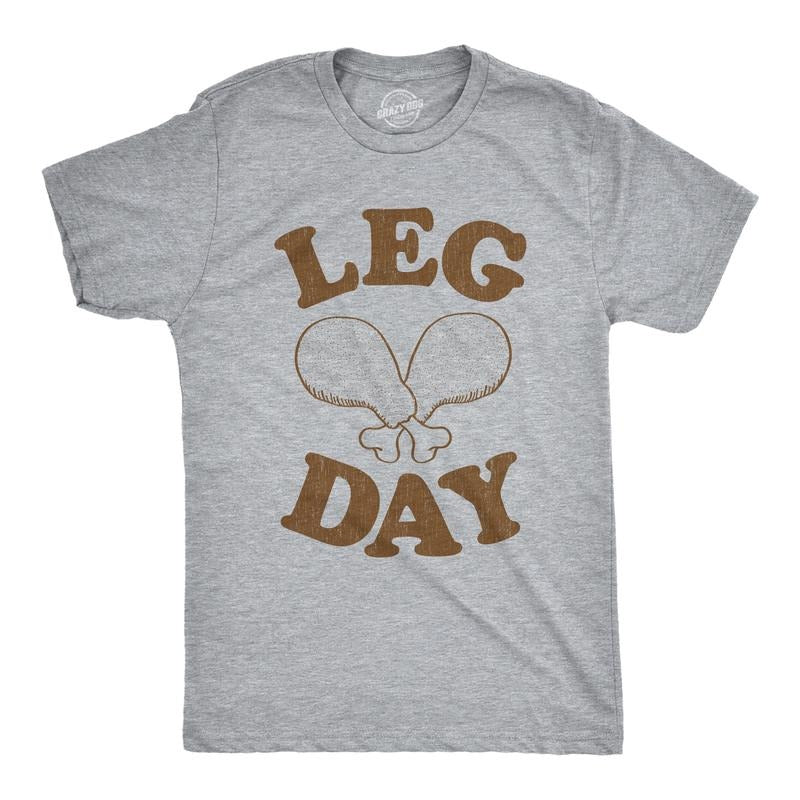 Mens Leg Day T Shirt Funny Thanksgiving Turkey Dinner Tee Mens Funny T Shirts Cool Tees Soft Stylish Casual Menswear...