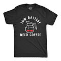 Mens Low Battery Need Coffee T Shirt Funny Sarcastic Low Power Bar Tee for Guys Mens Funny T Shirts Cool Tees Soft Stylish Casual Menswear Funny Coffee Short Sleeve Novelty Tees for Guys Black