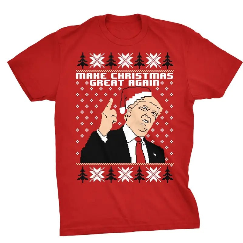 Mens Make Christmas Great Again Trump In Santa Hat Funny Ugly Humor T shirt Graphic Tees T-Shirt Graphic Tee Tops...