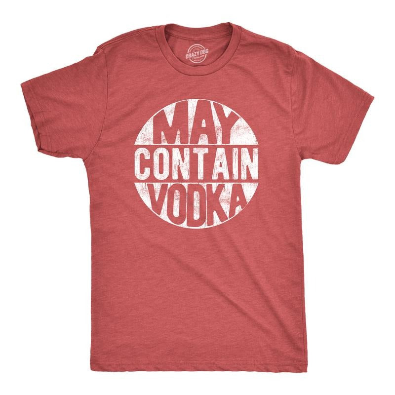 Mens May Contain Vodka T Shirt Funny Liquor Drinking Party Graphic Tee Mens Funny T Shirts Cool Tees Soft Stylish Casual...