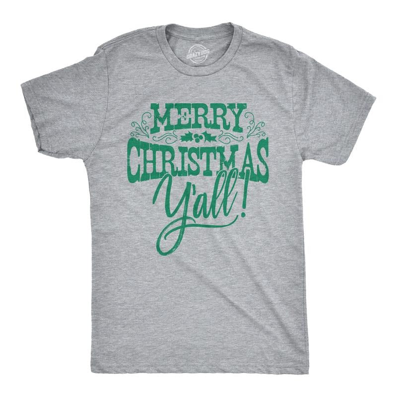 Mens Merry Christmas Yall T Shirt Cute Holiday Tee For Guys Mens Funny T Shirts Cool Tees Soft Stylish Casual Menswear...